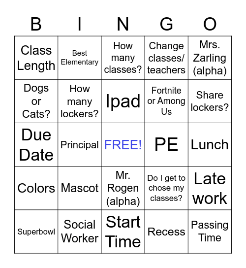 FMS BINGO Card