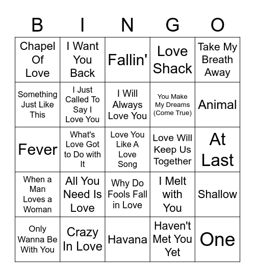 Valentine's Day Mixer Bingo Card