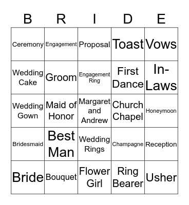 MARGARET AND ANDREW Bingo Card