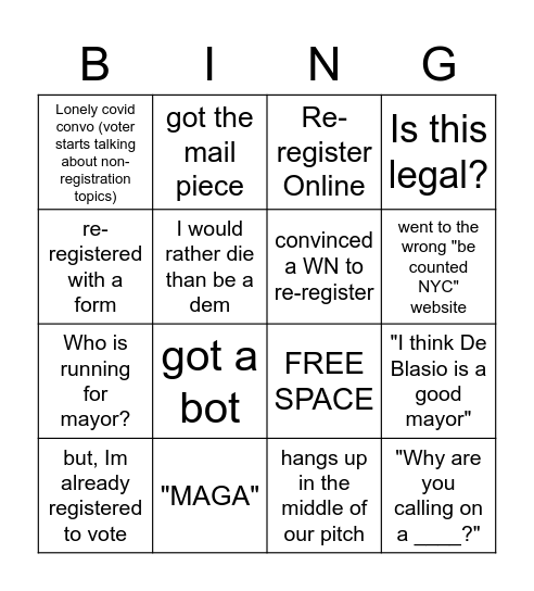 Be Counted NYC Bingo Card