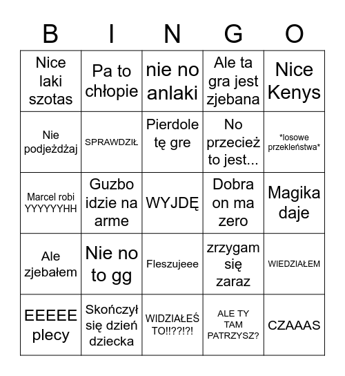 ProTaps bingo Card