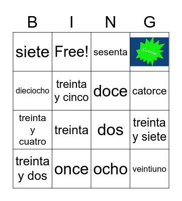 Los Números Bingo Card