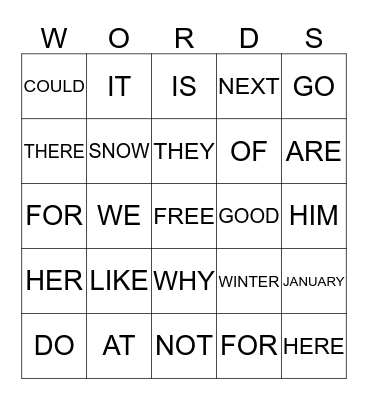 WORD  BINGO Card