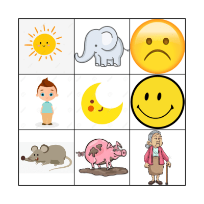 OPPOSITES Bingo Card