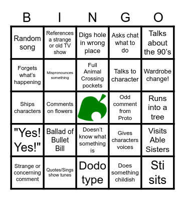 Streaming With Sti Bingo Card