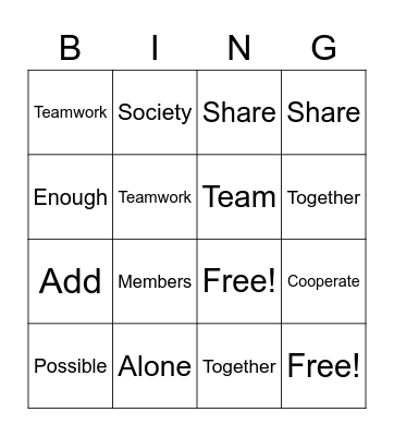 Vocabulary Bingo Card