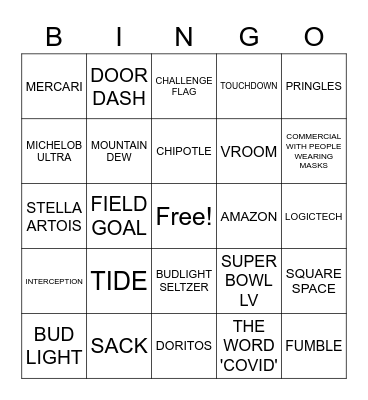 Super Bowl  55 Bingo Card