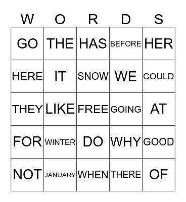 WORD  BINGO Card