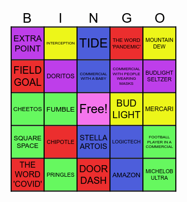 SUPER BOWL LV Bingo Card