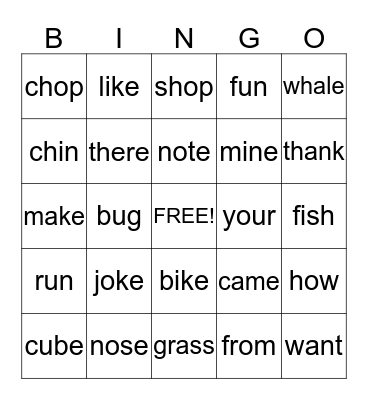 First grade    b and c        January 17th Bingo Card