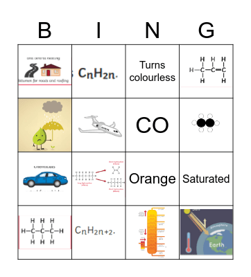 Organic Chemistry Bingo Card