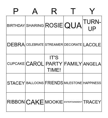 IT'S PARTY TIME! Bingo Card