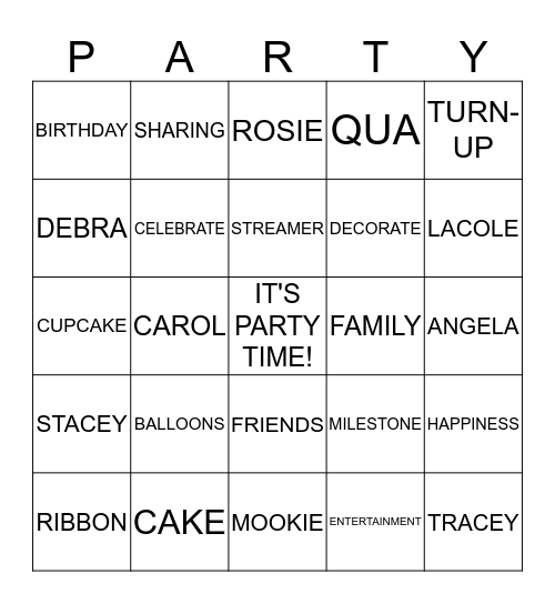 IT'S PARTY TIME! Bingo Card