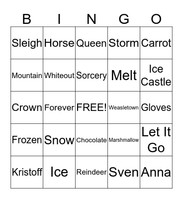 FROZEN BINGO Card