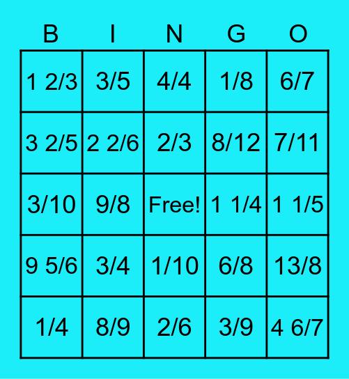 Adding & Subtracting Fractions Bingo Card