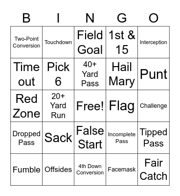 Super Bowl LV Bingo Card