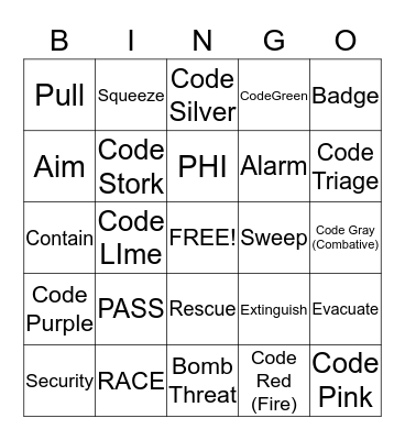Safety Bingo Card
