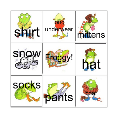 Froggy gets dressed Bingo Card