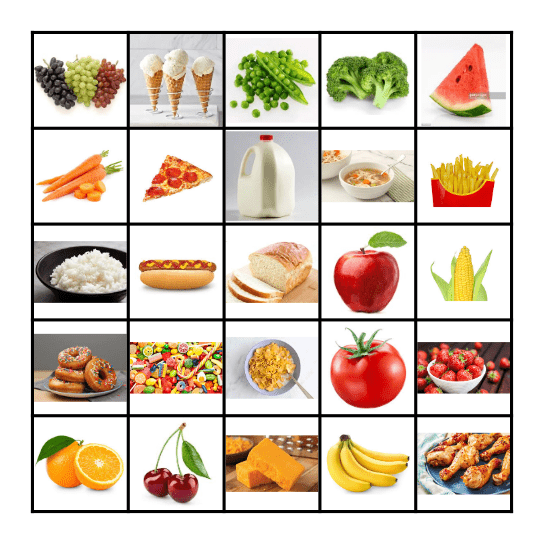 Food Bingo Card