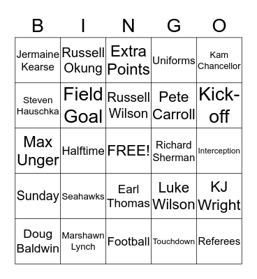 Championship Bingo Card