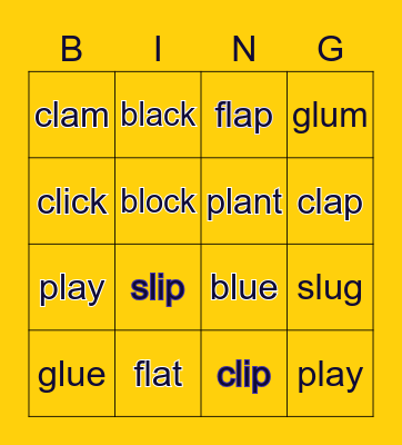 Blends with "l" Bingo Card