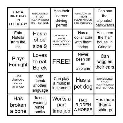 HUMAN BINGO Card