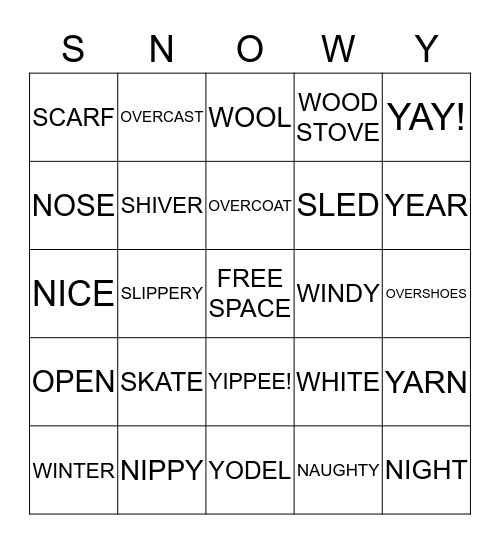 WINTER Bingo Card