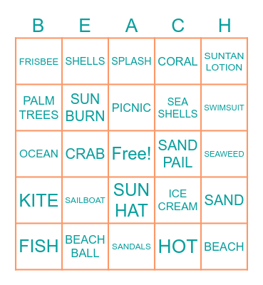 "An ocean breeze puts a mind at ease." Bingo Card