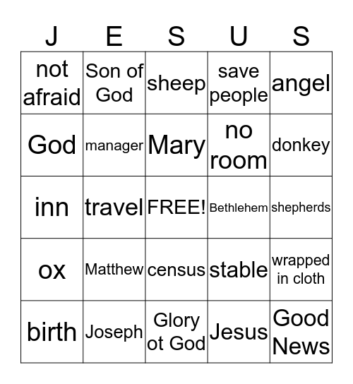 Birth of Jesus Bingo Card
