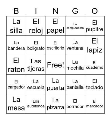 La Escuela Bingo Card