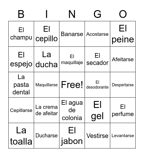 La Rutina Diaria Bingo Card