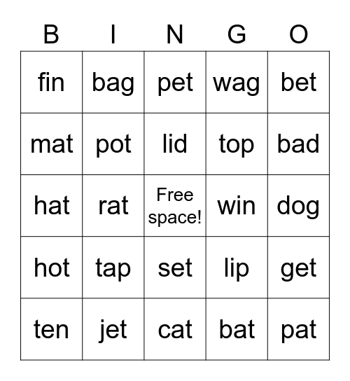 CVC Bingo! Bingo Card