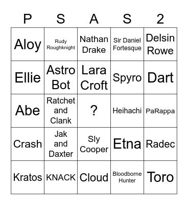 PlayStation All-Stars 2 Bingo Card