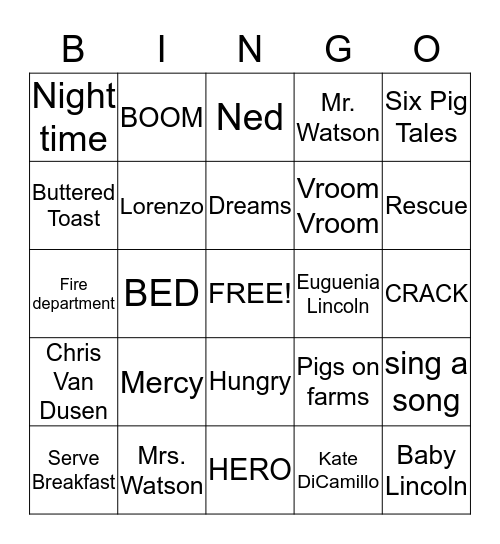 Mercy Watson to the Rescue Bingo Card