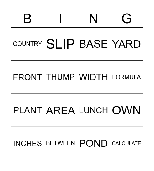 WEEK 2 SPELLING LIST Bingo Card