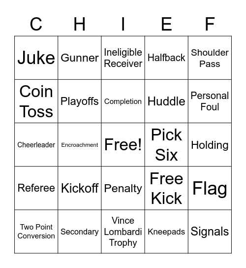 Chiefs Kingdom Pre-party BINGO Card