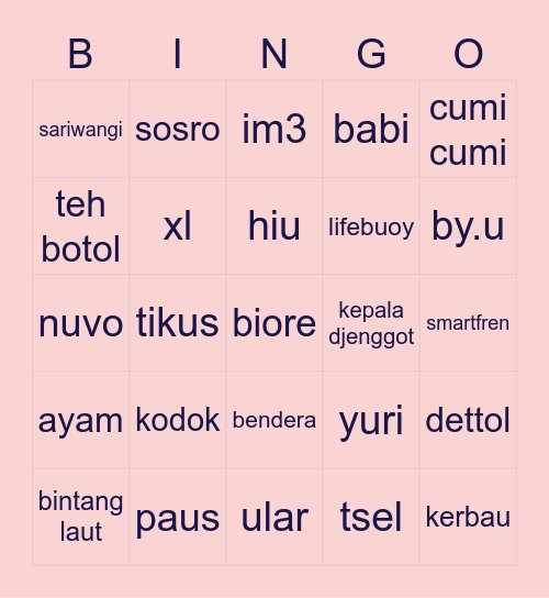 nana Bingo Card