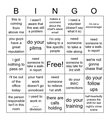 Roll Call Bingo Card