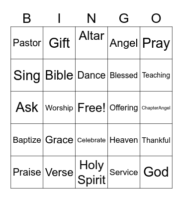 Church Bingo Card