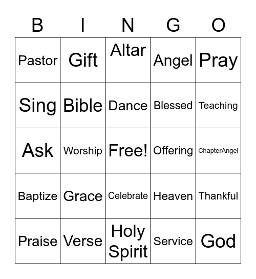 Church Bingo Card