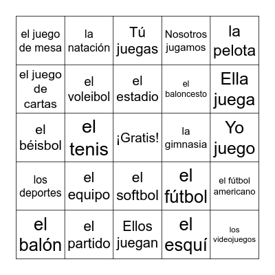 Los Deportes y Juegos Bingo Card