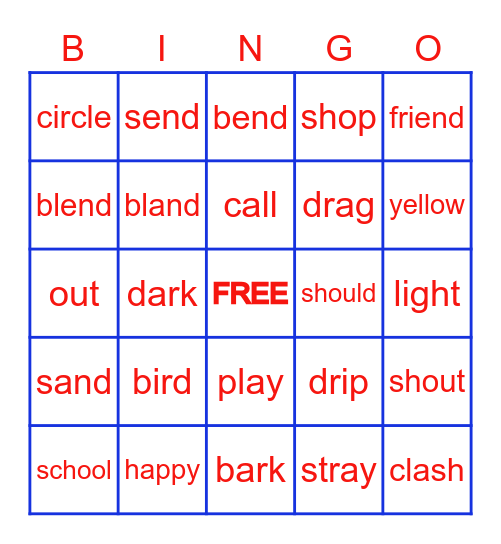 Long and Short Vowel Bingo Card