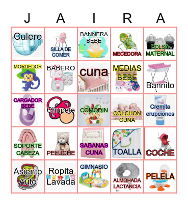 Baby Shower J&Y Bingo Card