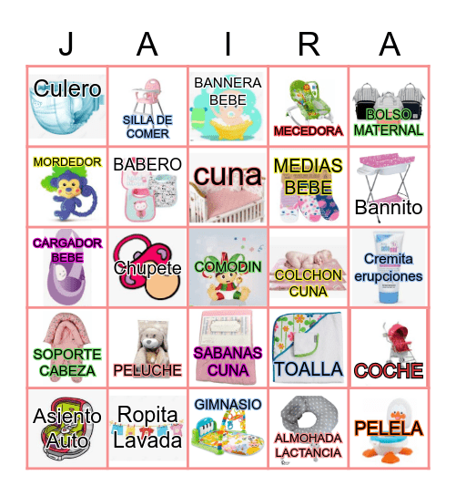 Baby Shower J&Y Bingo Card