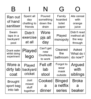 Science Lab Bingo Card