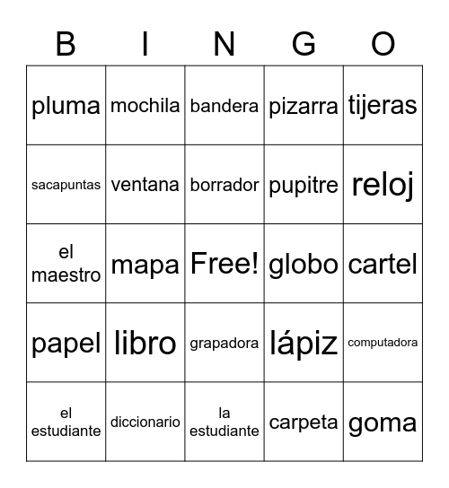 Coach Bales Unit 3 En la Clase Bingo Card