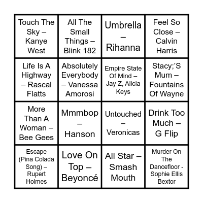 Prince Music Bingo #2 Bingo Card