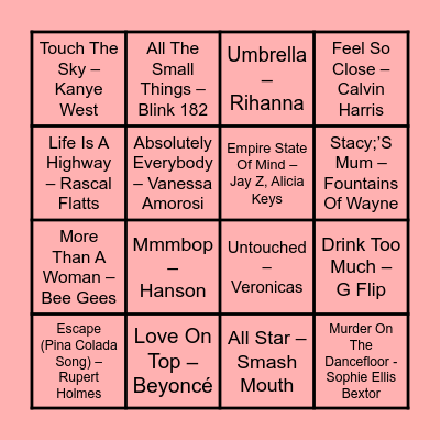 Prince Music Bingo Round #2 Bingo Card