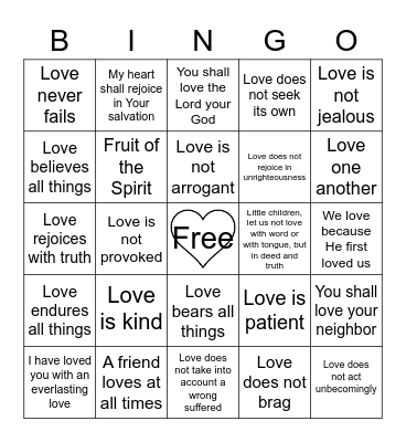 Valentine's Day Bingo Card