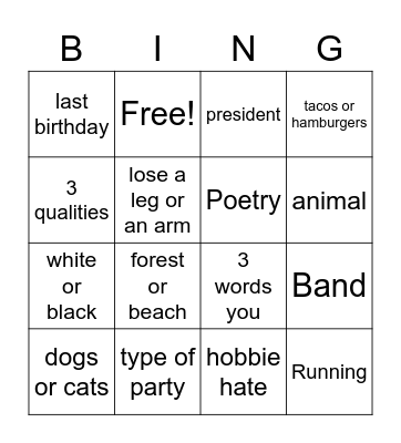 Untitled Bingo Card